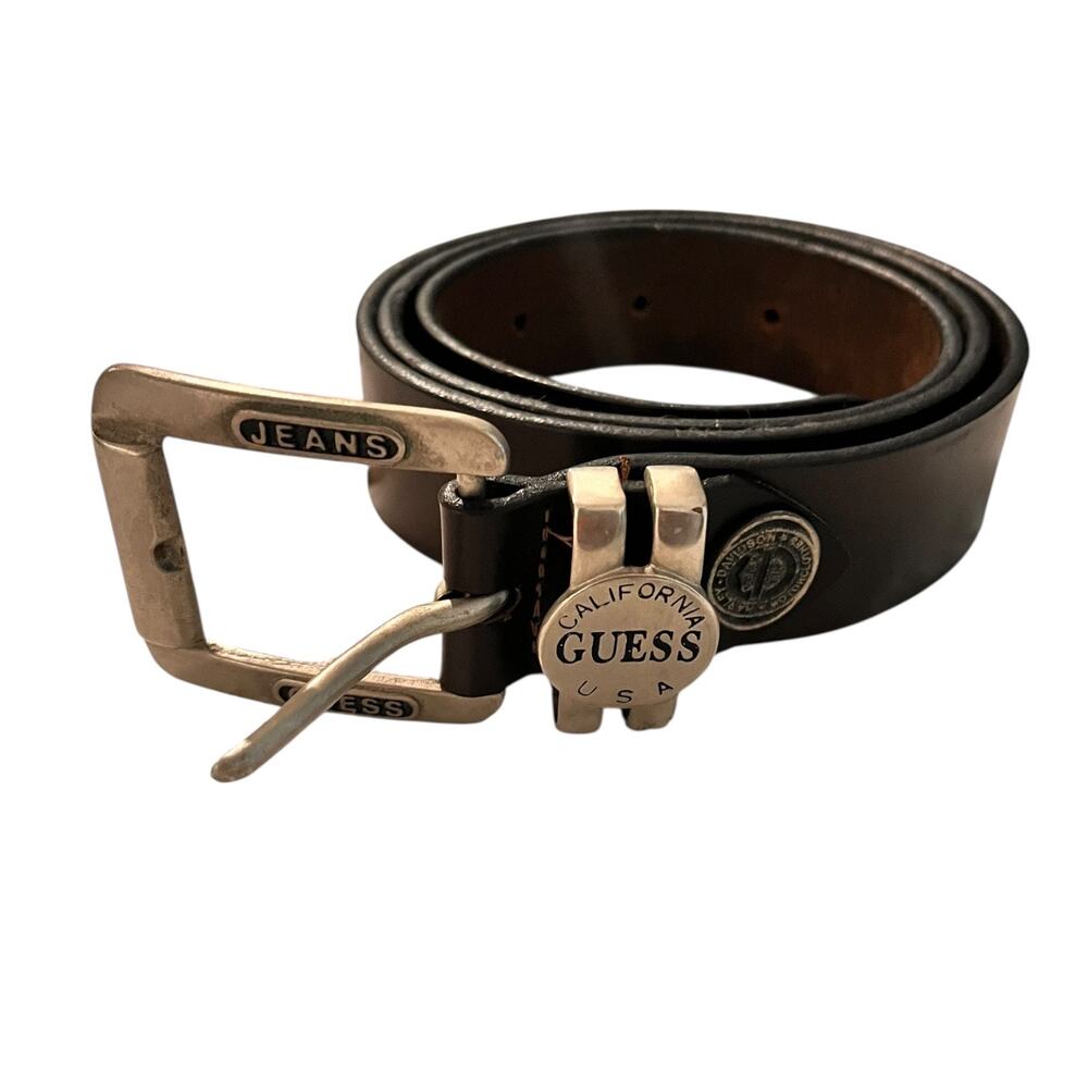 Vintage Mens Belt Leather Size L/XL? Dark Brown Harley Davidson